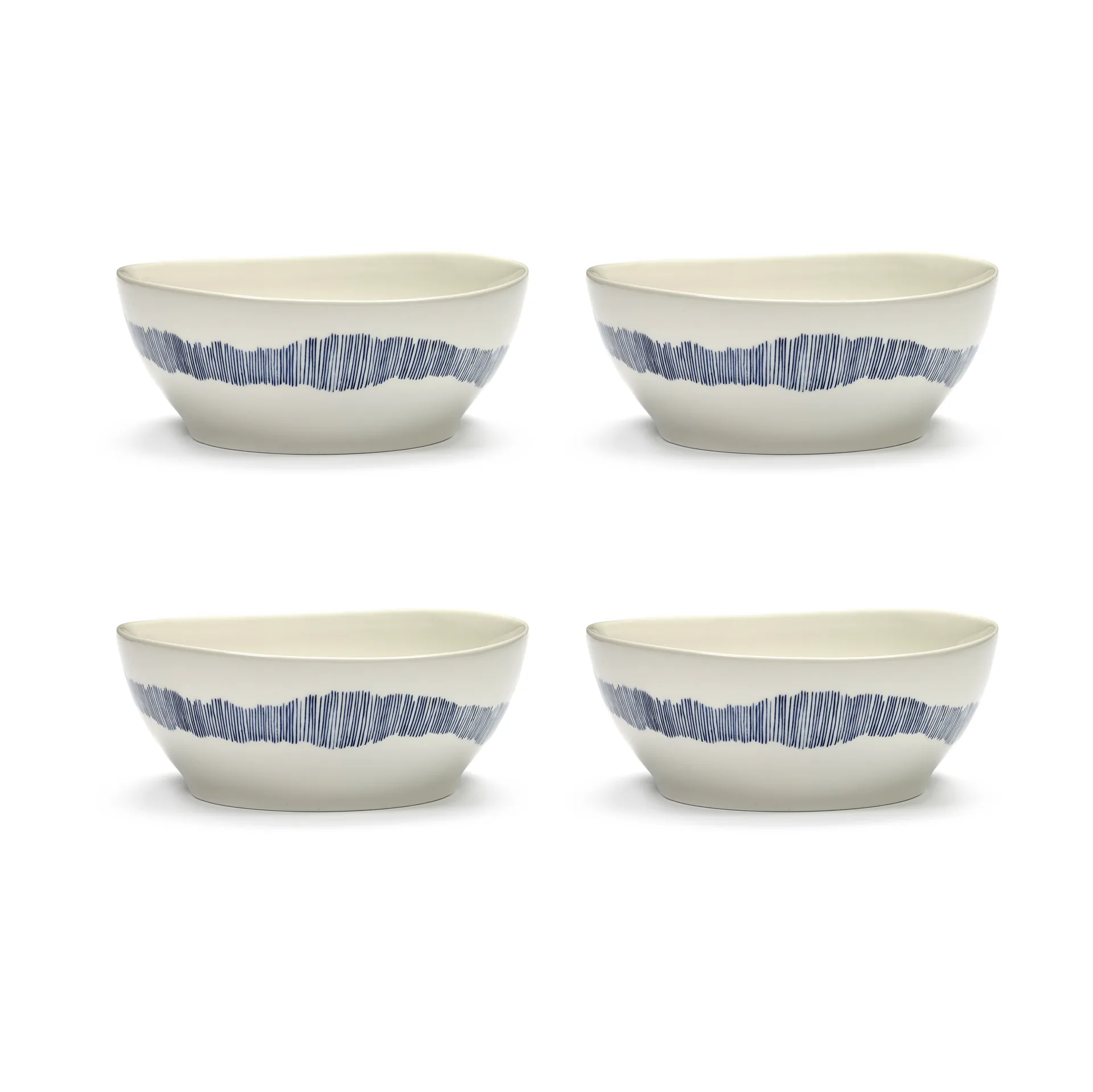Bol Ottolenghi Feast L Ø17 cm lot de 4, White-stripes blue Serax