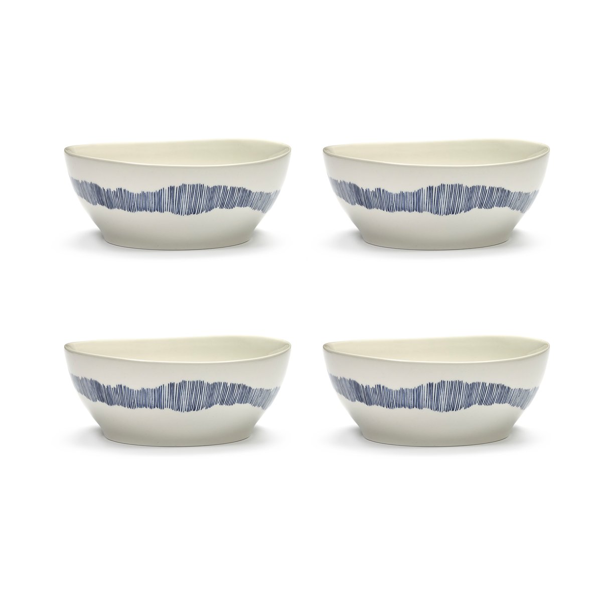 Serax Bol Ottolenghi Feast L Ø17 cm lot de 4 White-stripes blue