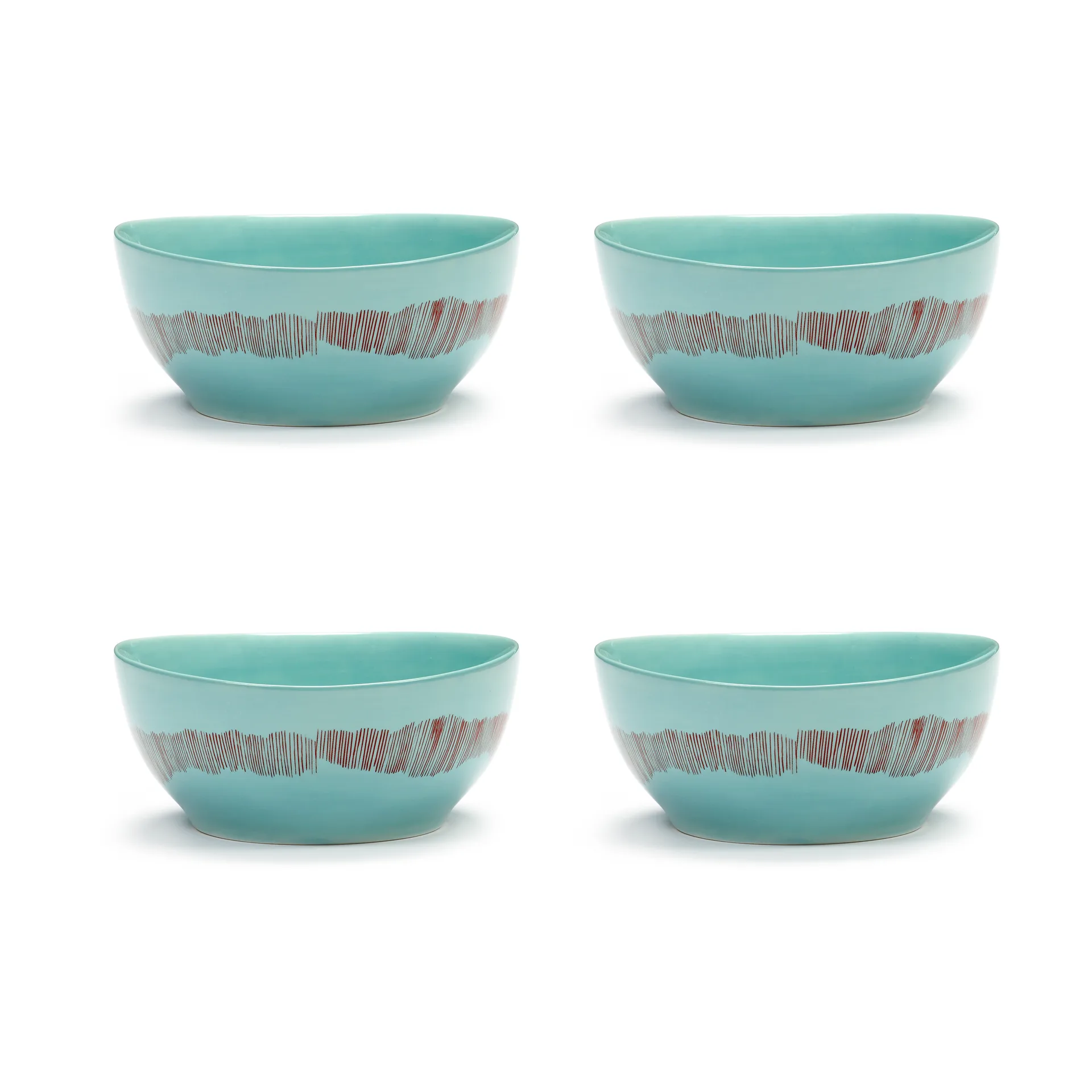 Bol Ottolenghi Feast S Ø15 cm lot de 4, Azure stripes-red Serax