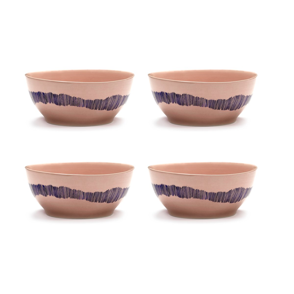 Serax Bol Ottolenghi Feast S 15 cm lot de 4 Pink stripes blue