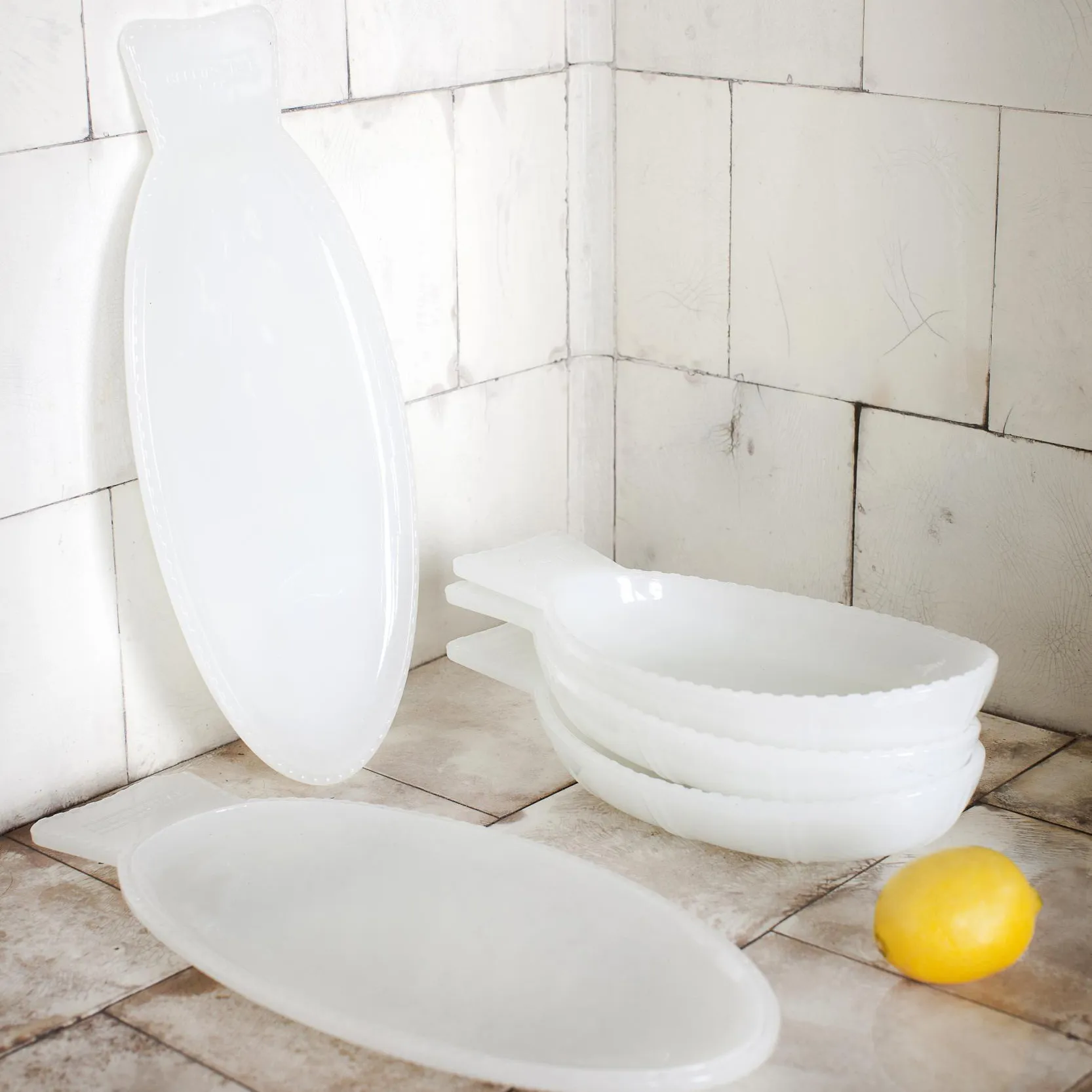 Plat à service Fish & Fish 16x35 cm, Milky white Serax