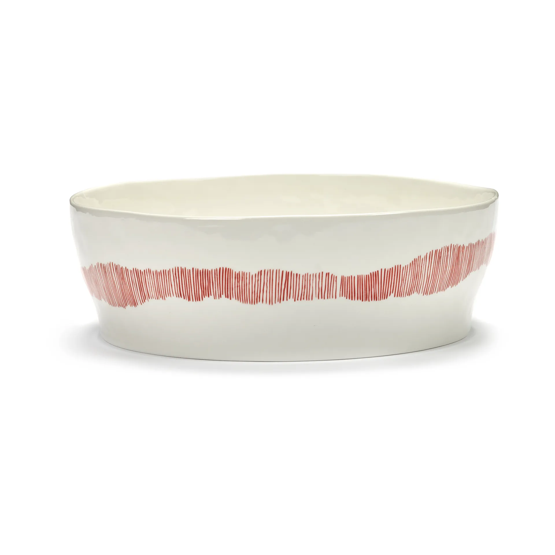 Saladier Ottolenghi Feast Ø27,5 cm, White stripes-red Serax