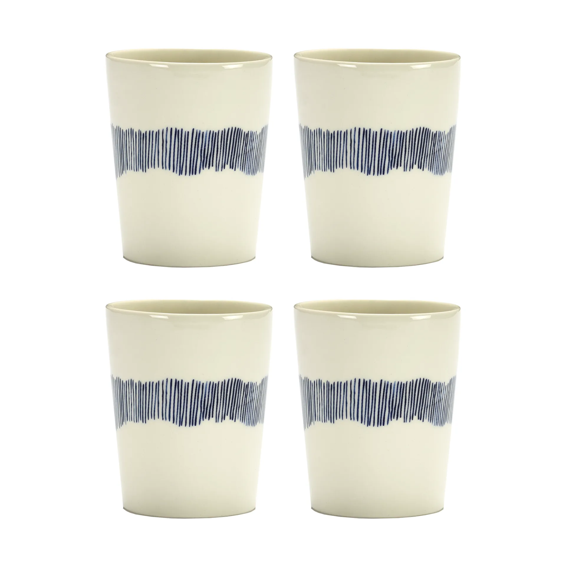 Tasses à thé Ottolenghi Feast 33 cl lot de 4, White stripes-blue Serax