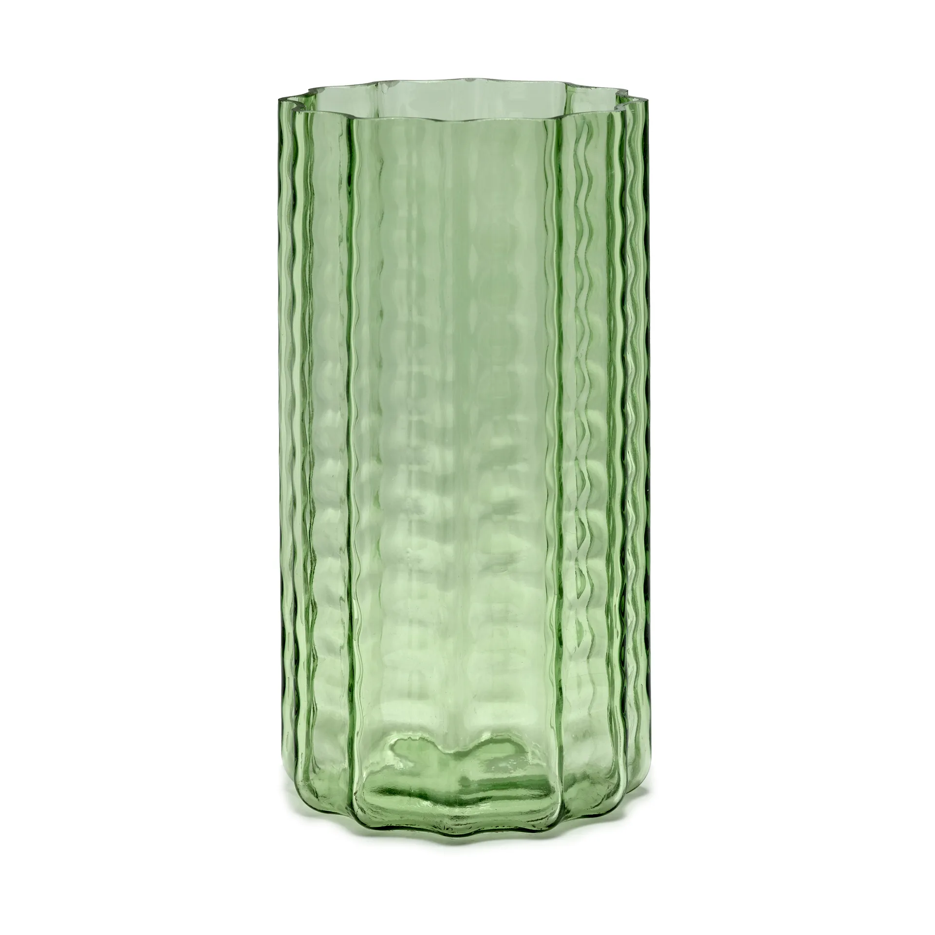 Vase Waves 02 28 cm, Green-clear Serax