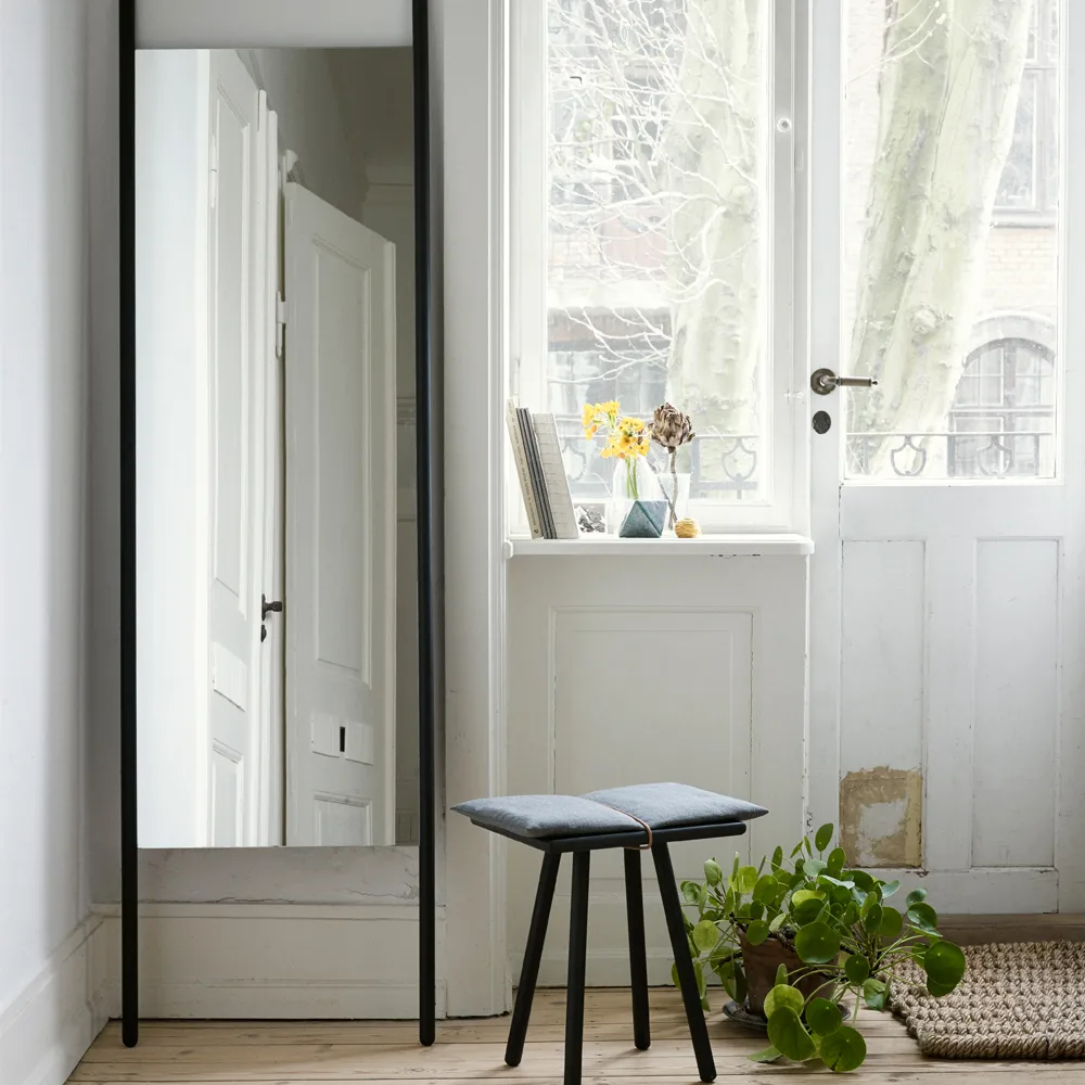 Tabouret Georg, Lin, chêne non traité, incl. coussin en lin Skagerak