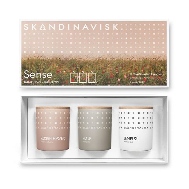 Coffret cadeau Sense Bougie parfumée mini, 3 Pièces Skandinavisk