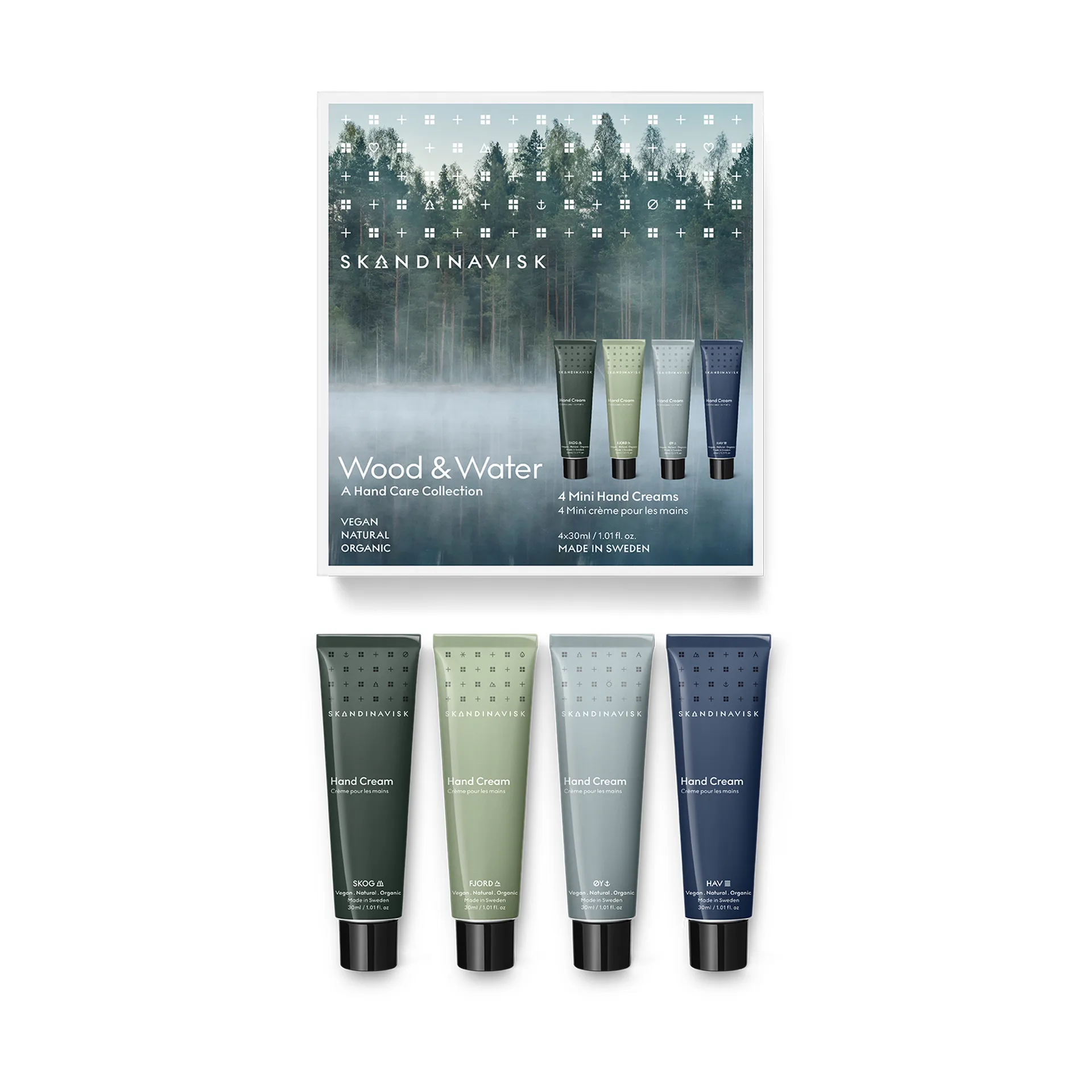 Mini crème pour les mains Wood & Water 4 pièces, 30 ml Skandinavisk