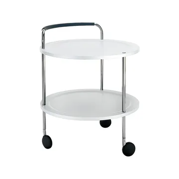Chariot de service Trolley Round - blanc, structure chromée - SMD Design