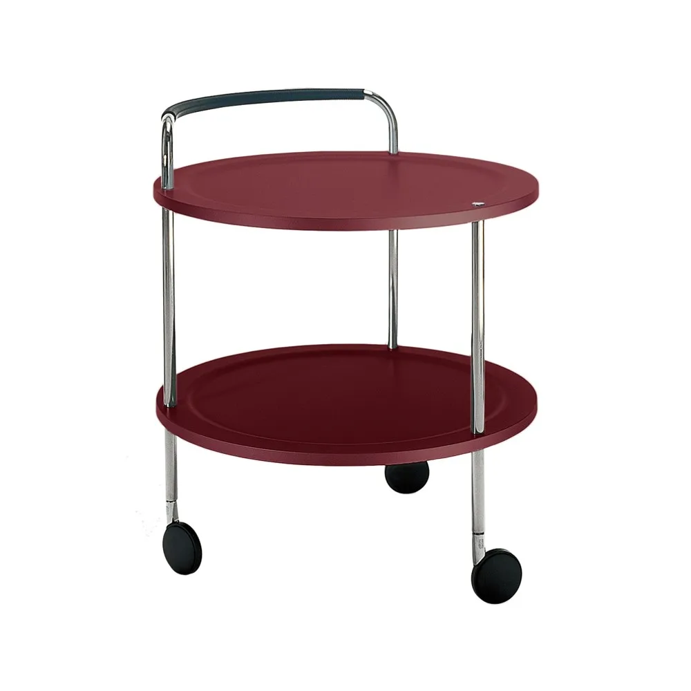 Chariot de service Trolley Round, bordeaux, structure chromée SMD Design