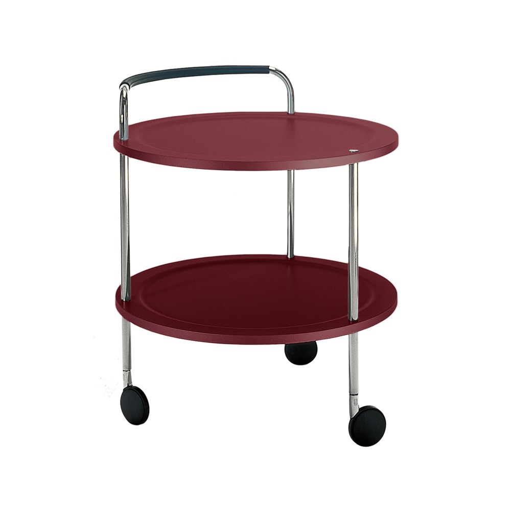 SMD Design Chariot de service Trolley Round bordeaux, structure chromée
