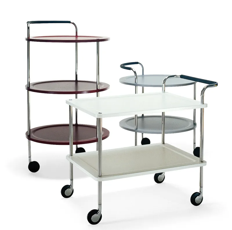 Chariot de service Trolley Round, gris foncé, structure chromée SMD Design