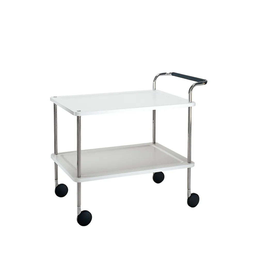 Chariot de service Trolley Square, blanc, structure chromée SMD Design