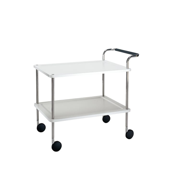 Chariot de service Trolley Square - blanc, structure chromée - SMD Design