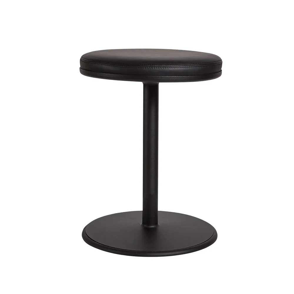 SMD Design Orbit tabouret rond Noir, cuir noir, Ø36x54 cm