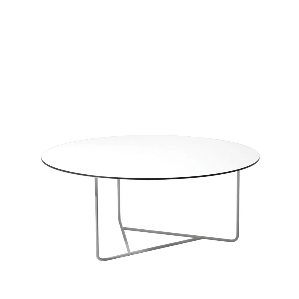 Table basse Tellus, blanc, structure chromée, h41 d100 SMD Design