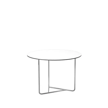 Table basse Tellus - blanc, structure chromée, h44 d64 - SMD Design