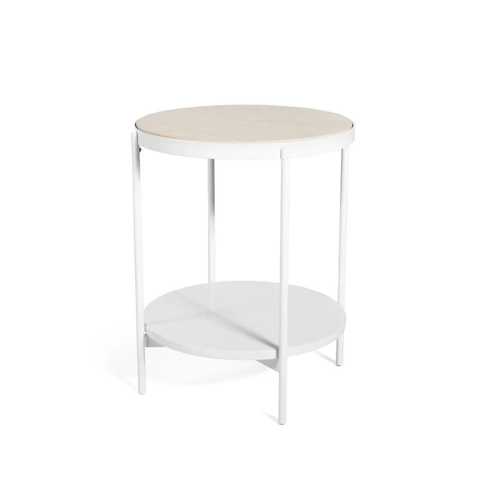 Table d'appoint Lene, blanc, haut, placage de hêtre pigmenté blanc SMD Design