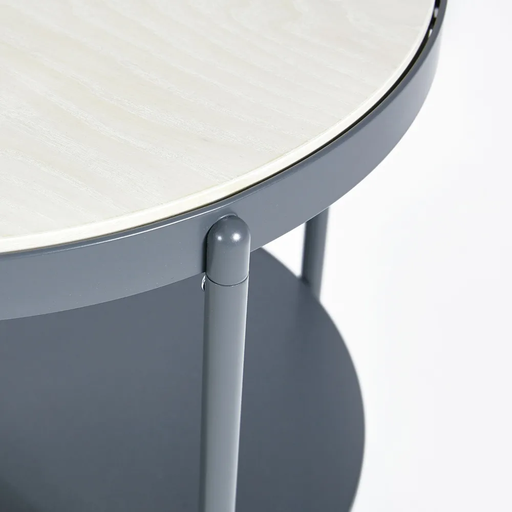 Table d'appoint Lene, gris, bas, placage de hêtre pigmenté blanc SMD Design