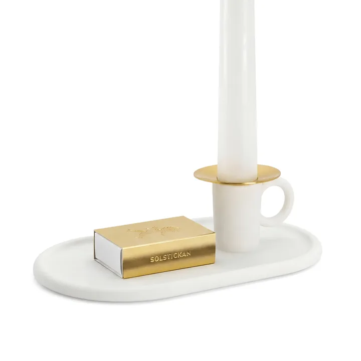 Bougeoir de chambrette avec étui à allumettes - Blanc - Solstickan Design