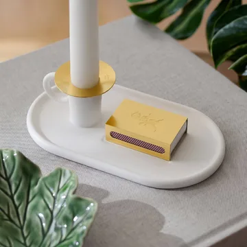 Bougeoir de chambrette avec étui à allumettes - Blanc - Solstickan Design