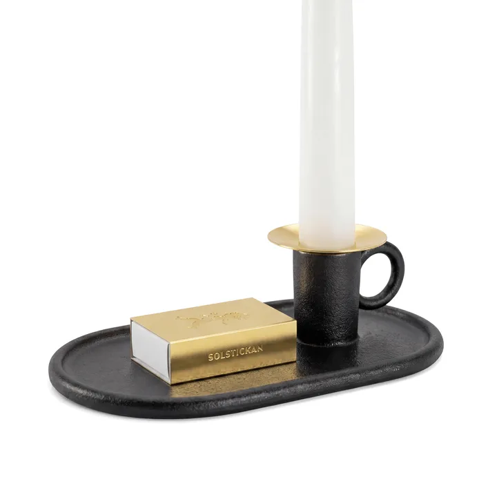 Bougeoir de chambrette avec étui à allumettes - Noir - Solstickan Design