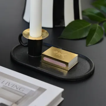 Bougeoir de chambrette avec étui à allumettes - Noir - Solstickan Design