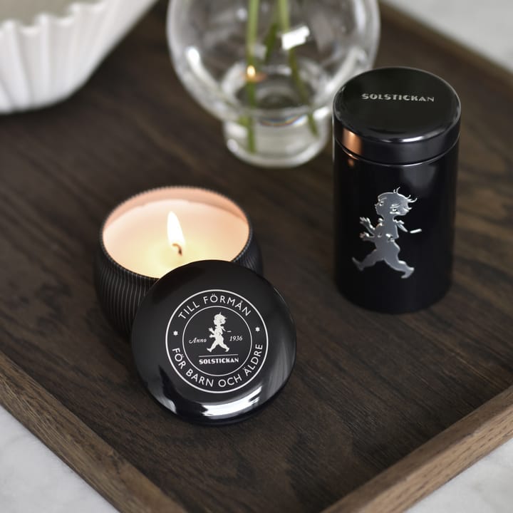 Coffret cadeau Solstickan bougie parfumée + tube d'allumettes - Noir-bois de cèdre - Solstickan Design