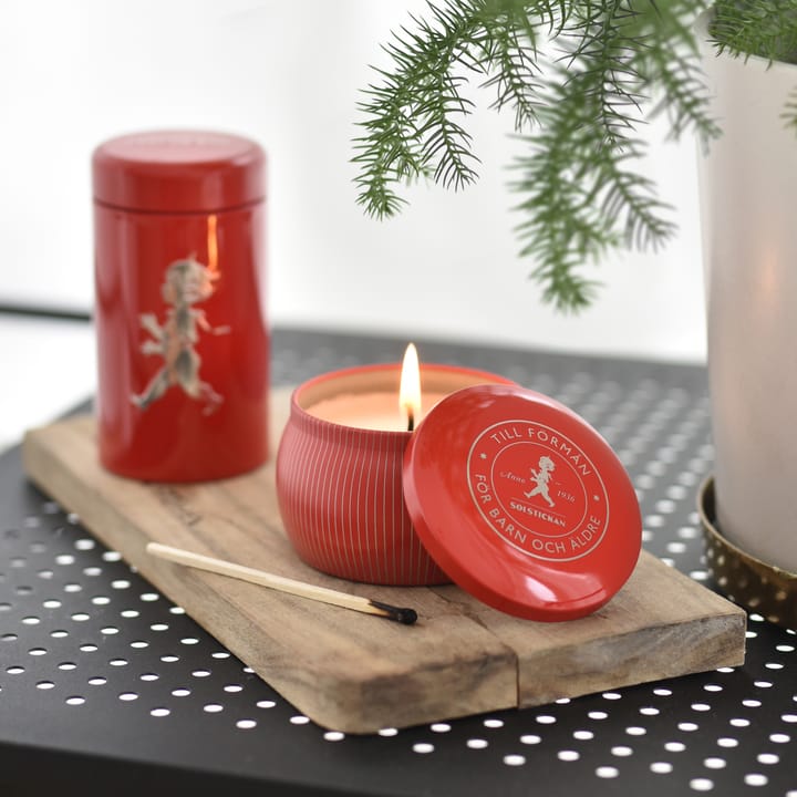 Coffret cadeau Solstickan bougie parfumée + tube d'allumettes, Rouge-cannelle et orange Solstickan Design