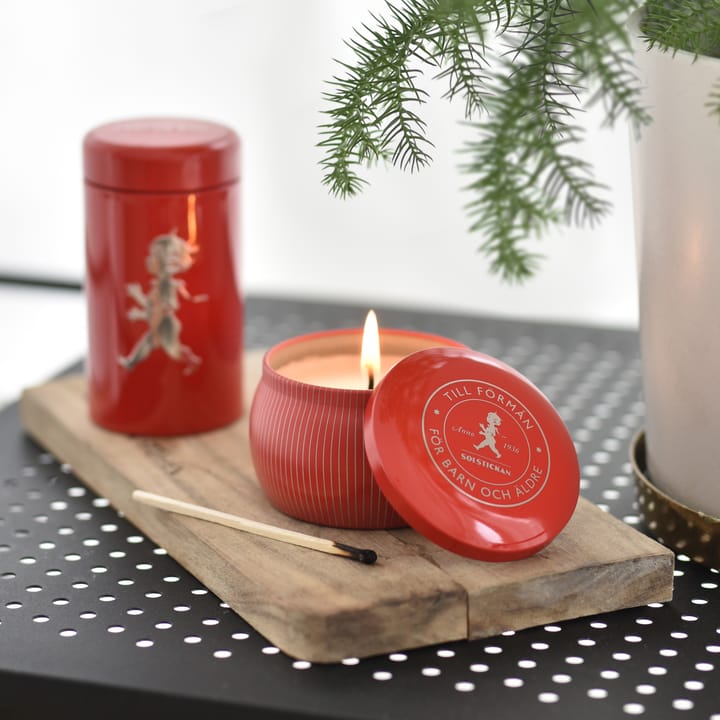 Coffret cadeau Solstickan bougie parfumée + tube d'allumettes - Rouge-cannelle et orange - Solstickan Design