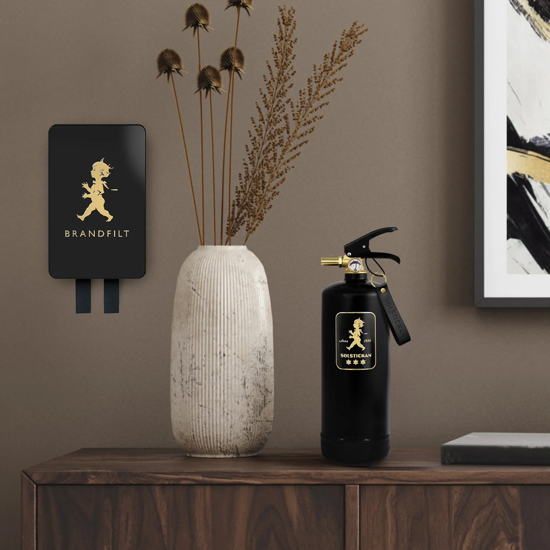 Couverture anti-feu Solstickan 16x2,7x25 cm, Noir et or Solstickan Design