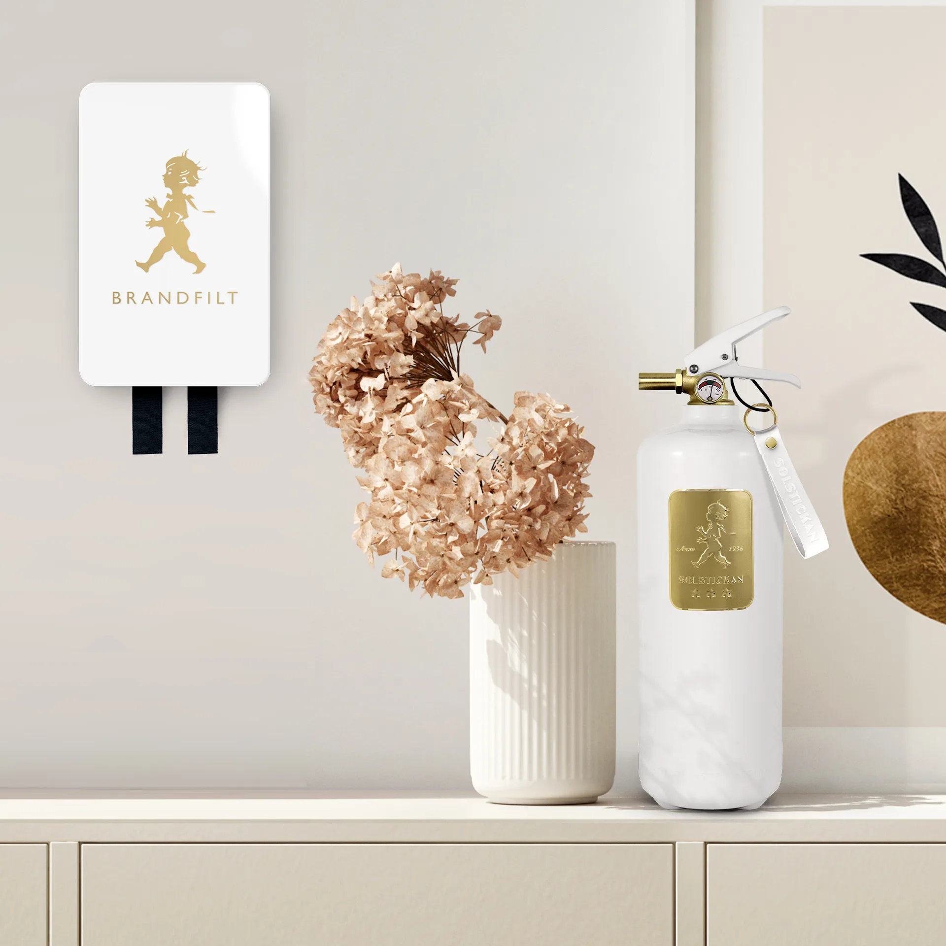 Couverture anti-feu Solstickan 16x2,7x25 cm, Or - blanc Solstickan Design