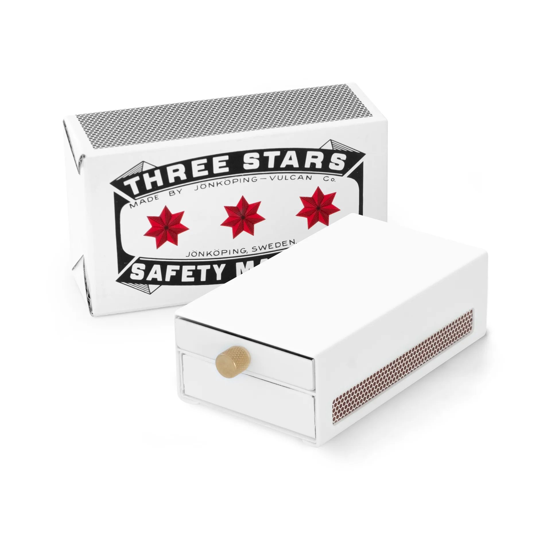 Étui à allumettes Three Stars grand, Blanc Solstickan Design