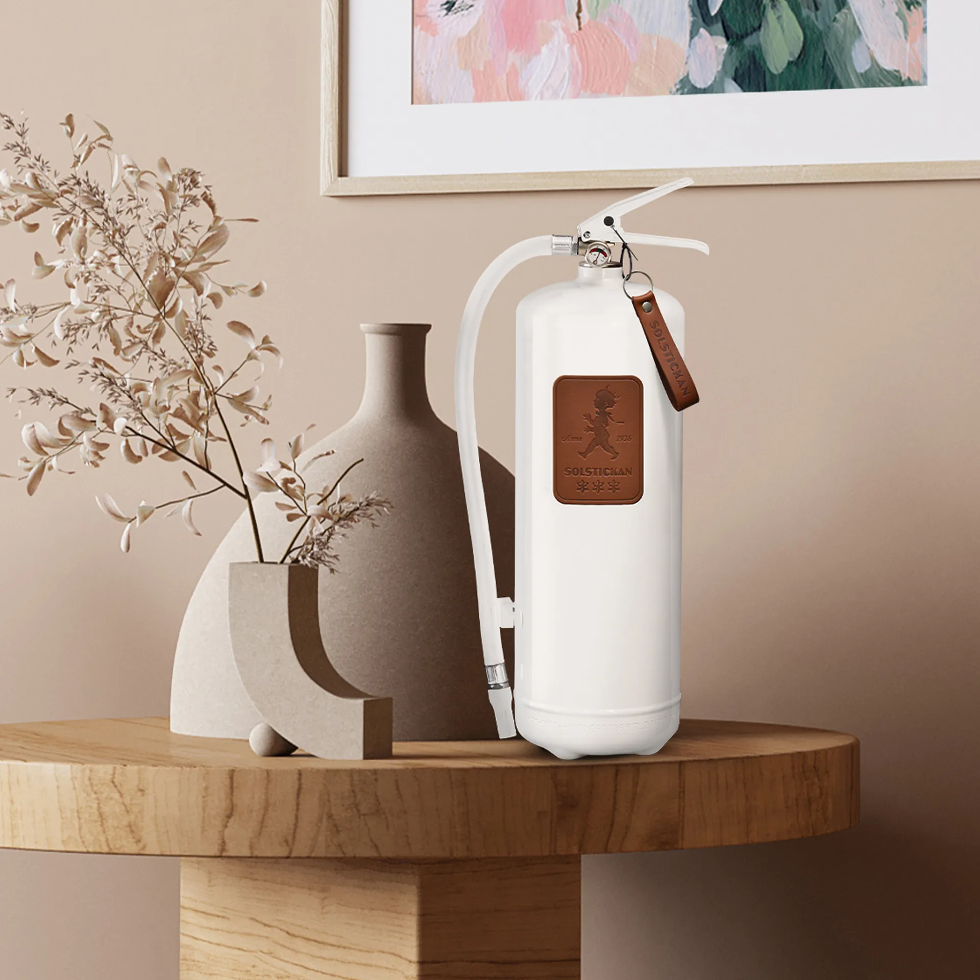 Extincteur Solstickan 6 kg, Cuir blanc-marron foncé Solstickan Design