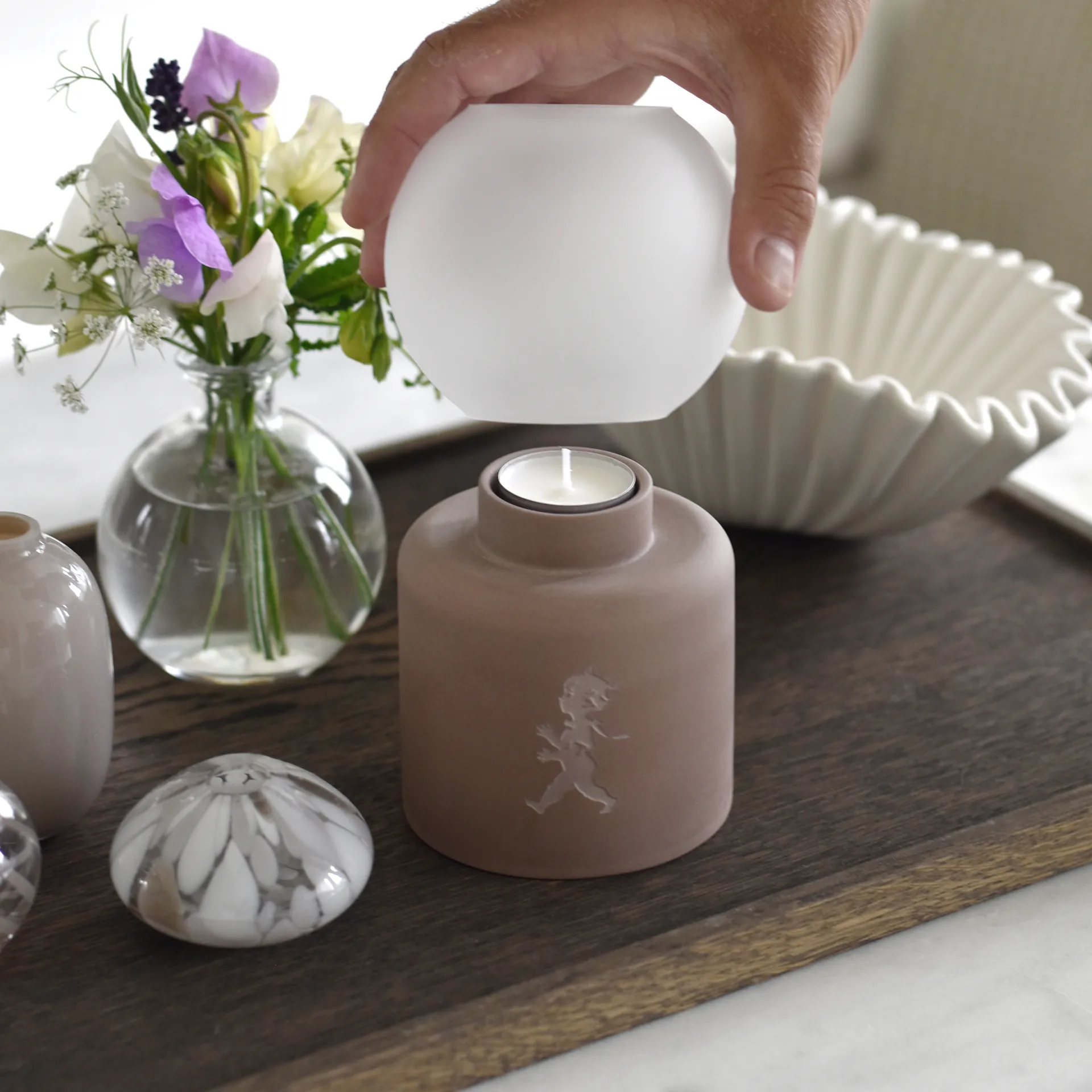 Photophore Globe Ø9,5x17 cm, Marron Solstickan Design