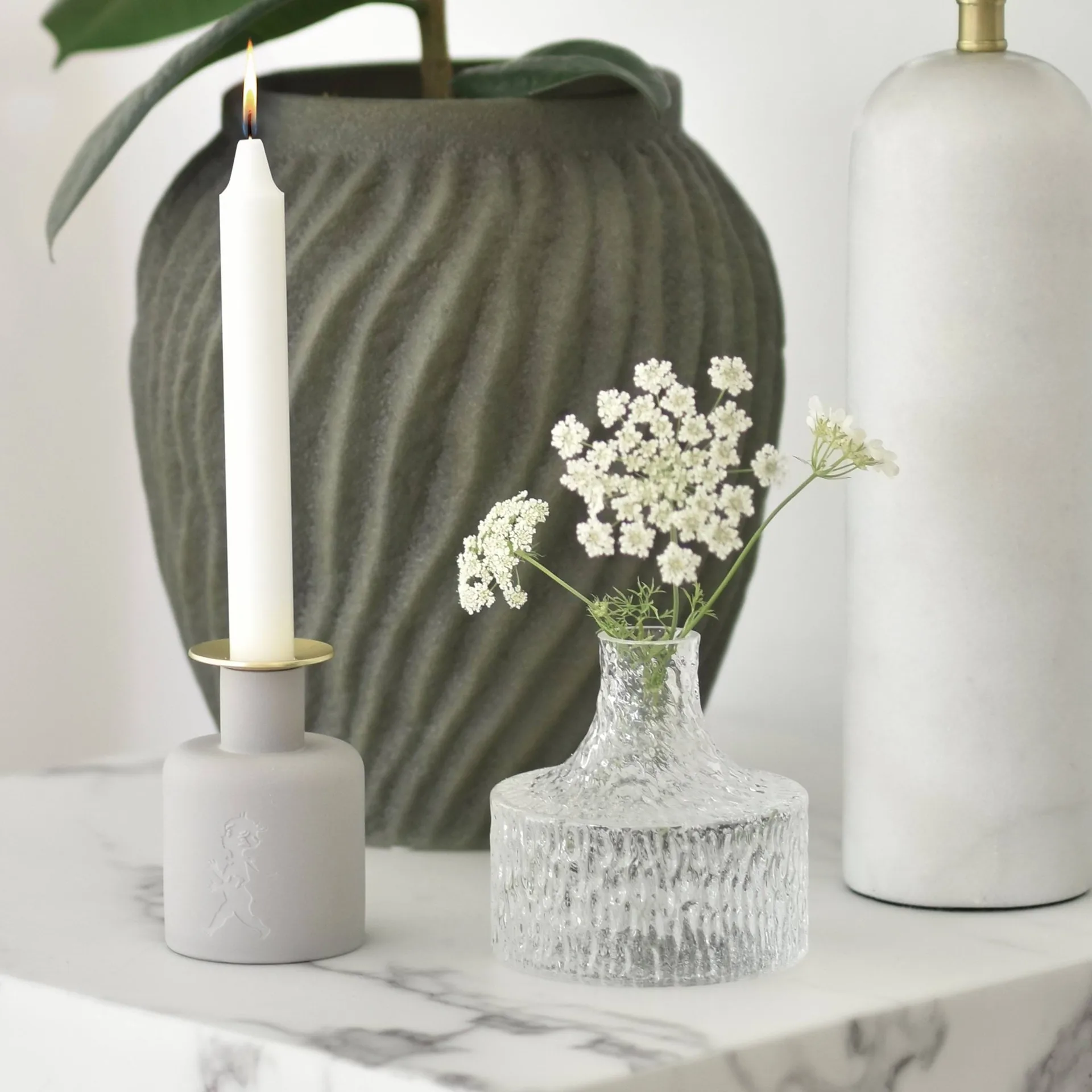 Solstickan bougeoir en céramique, Gris clair Solstickan Design