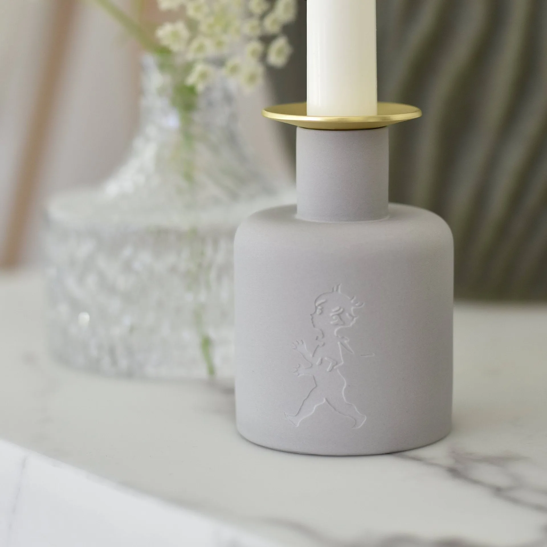 Solstickan bougeoir en céramique, Gris clair Solstickan Design