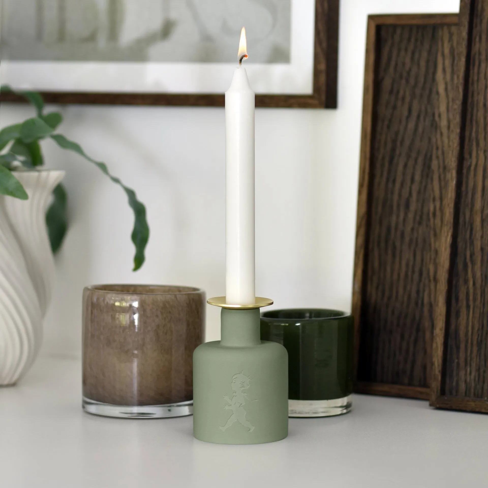 Solstickan bougeoir en céramique, Vert Solstickan Design