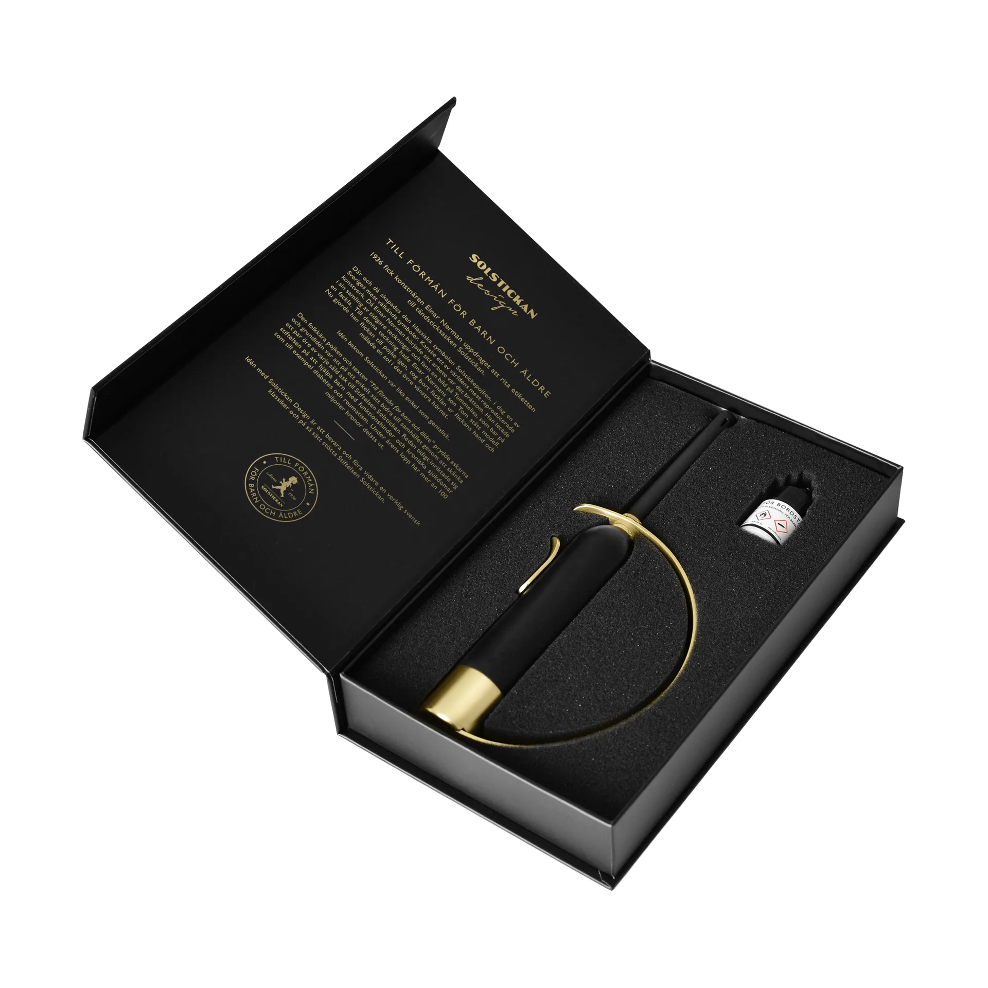 Solstickan briquet coupe-flamme, Noir-laiton Solstickan Design