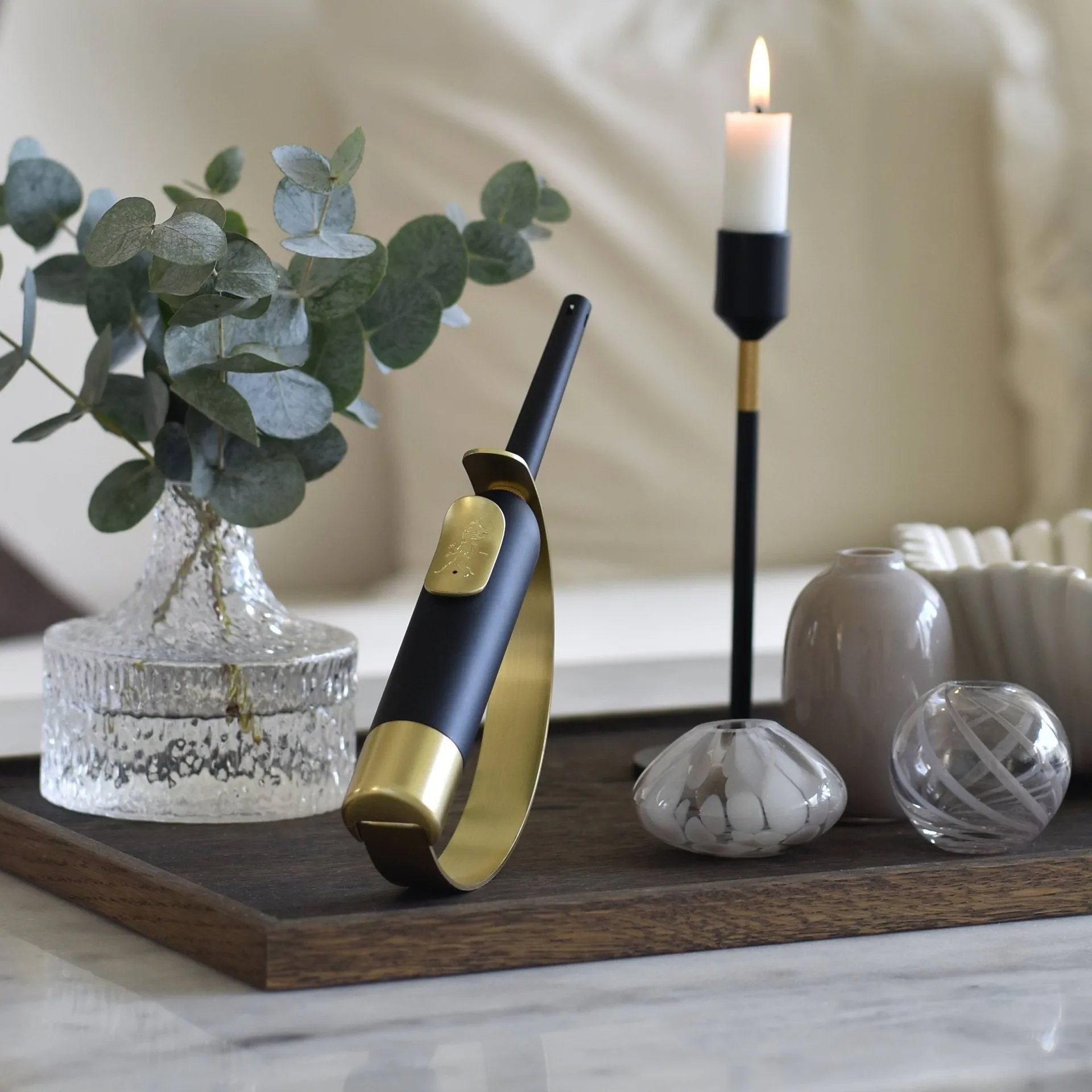 Solstickan briquet coupe-flamme, Noir-laiton Solstickan Design