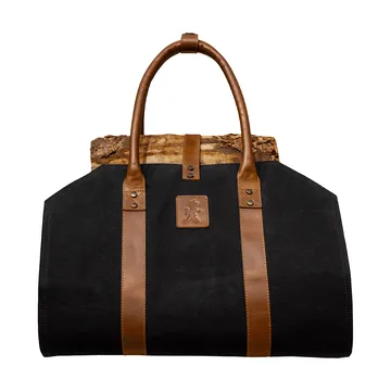 Solstickan panier à bûches en toile canvas - Noir - Solstickan Design