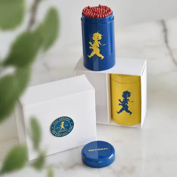 Solstickan tube d’allumettes coffret cadeau, lot de 2 - Jaune, bleu - Solstickan Design