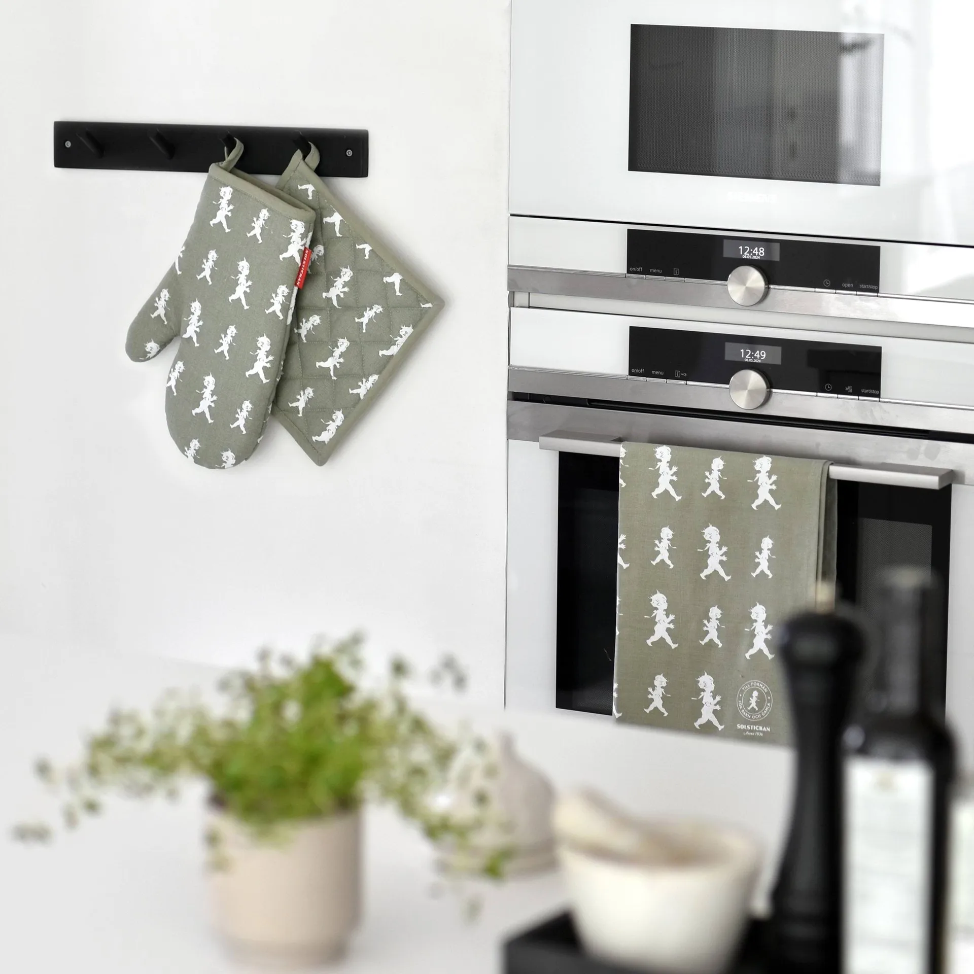 Torchon Solstickan 50x70 cm, Vert-blanc Solstickan Design