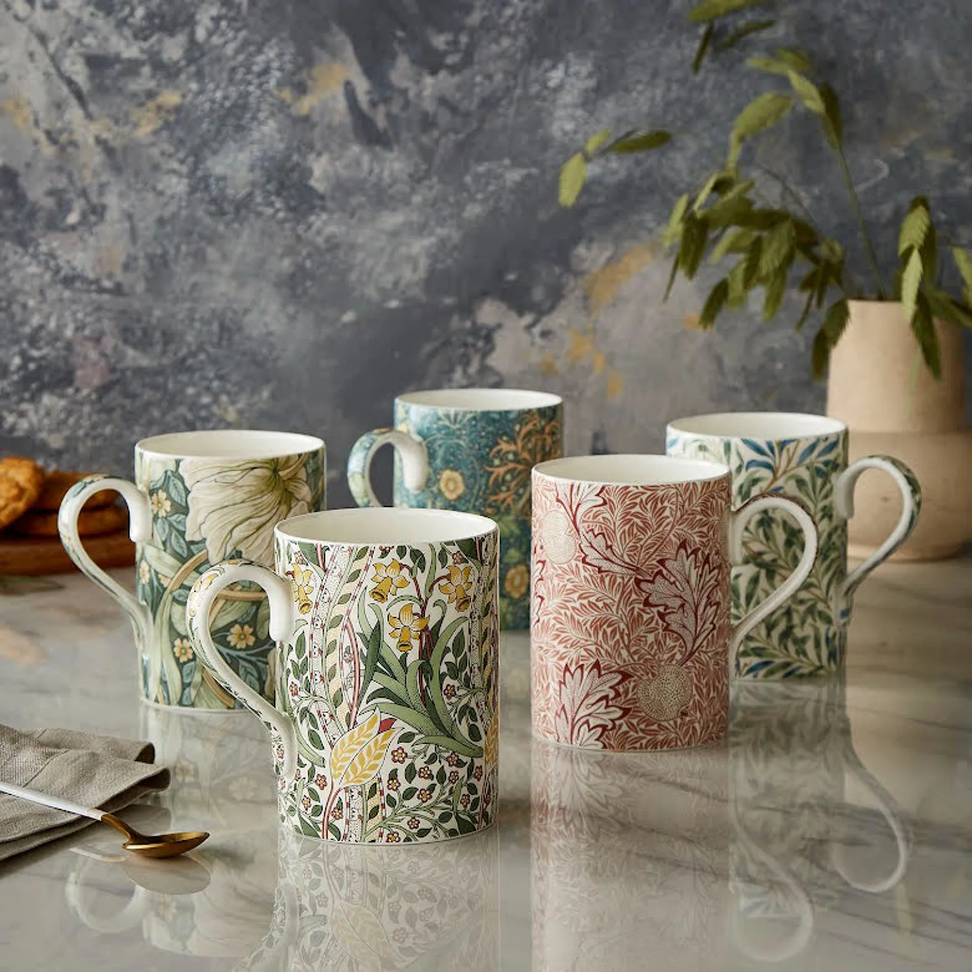 Mug Daffodil 35 cl, Feuille de laurier garance Spode