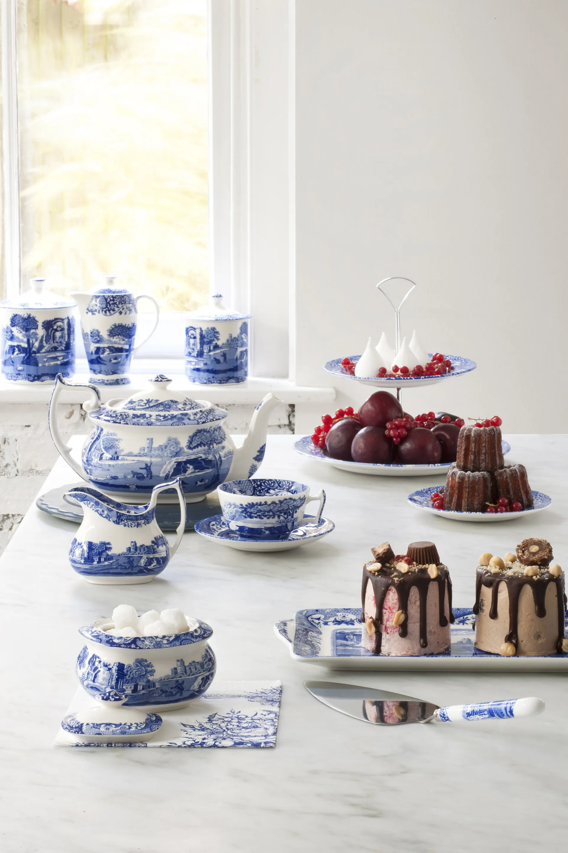 Pelle à gâteau Blue Italian 25 cm, Céramique-acier inoxydable Spode