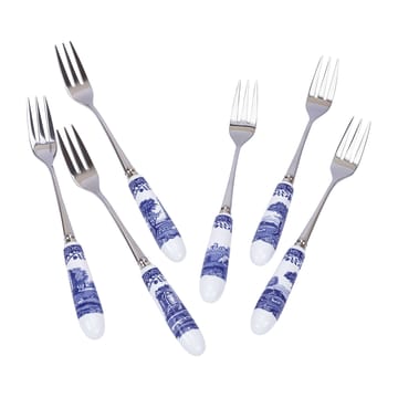 Set de 6 fourchettes à dessert Blue Italian - Céramique-acier inoxydable - Spode