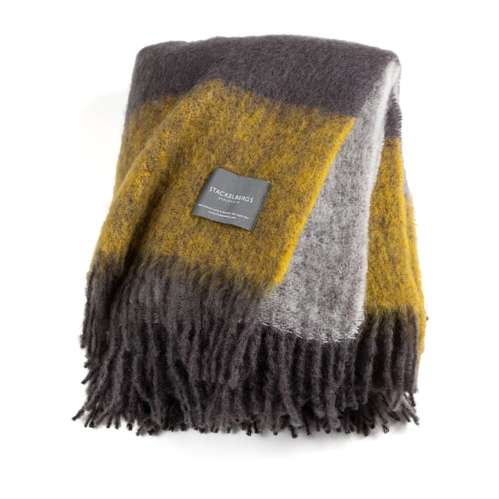 Plaid Mohair, rayures moutarde et charbon de bois Stackelbergs