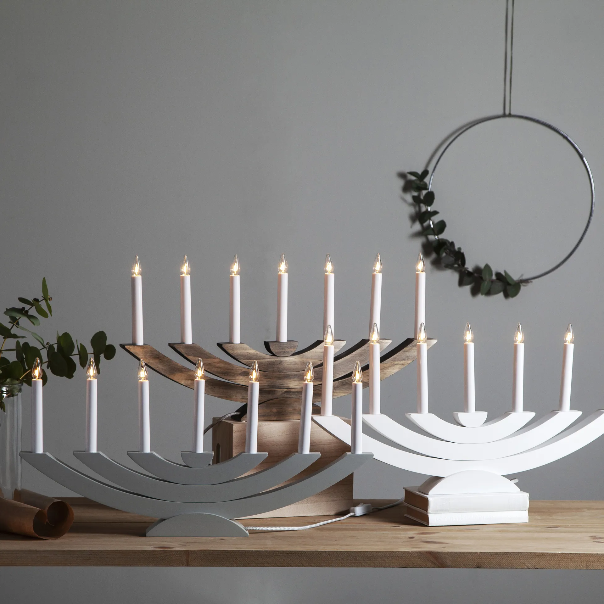 Bougeoir de l'avent Navida, Gris Star Trading