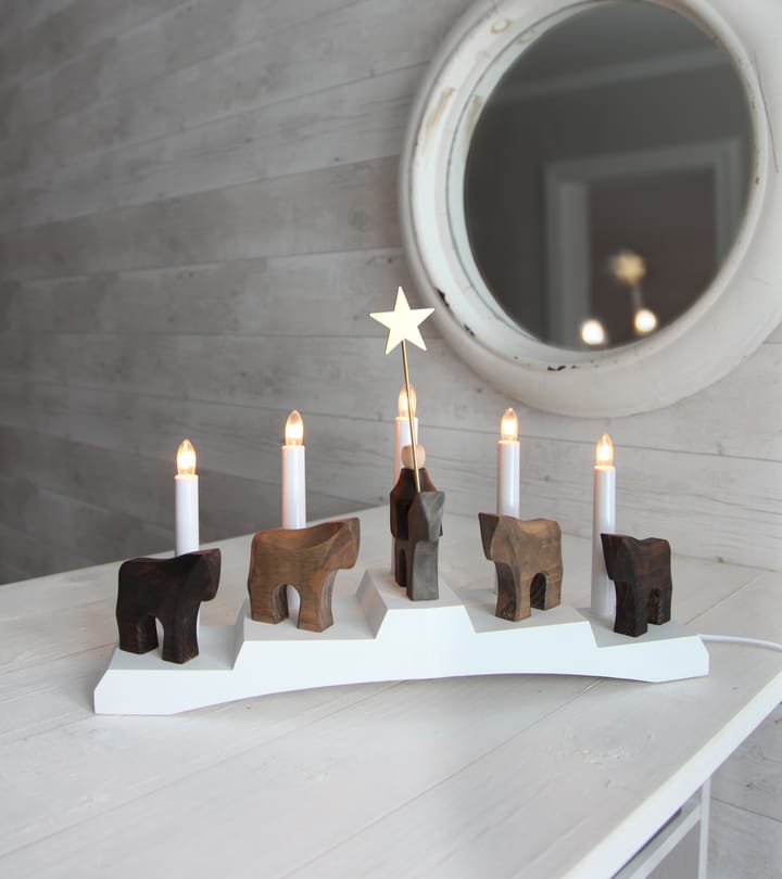 Bougeoir de l'avent Saint Étienne et ses poulains 5 lampes, Blanc Star Trading