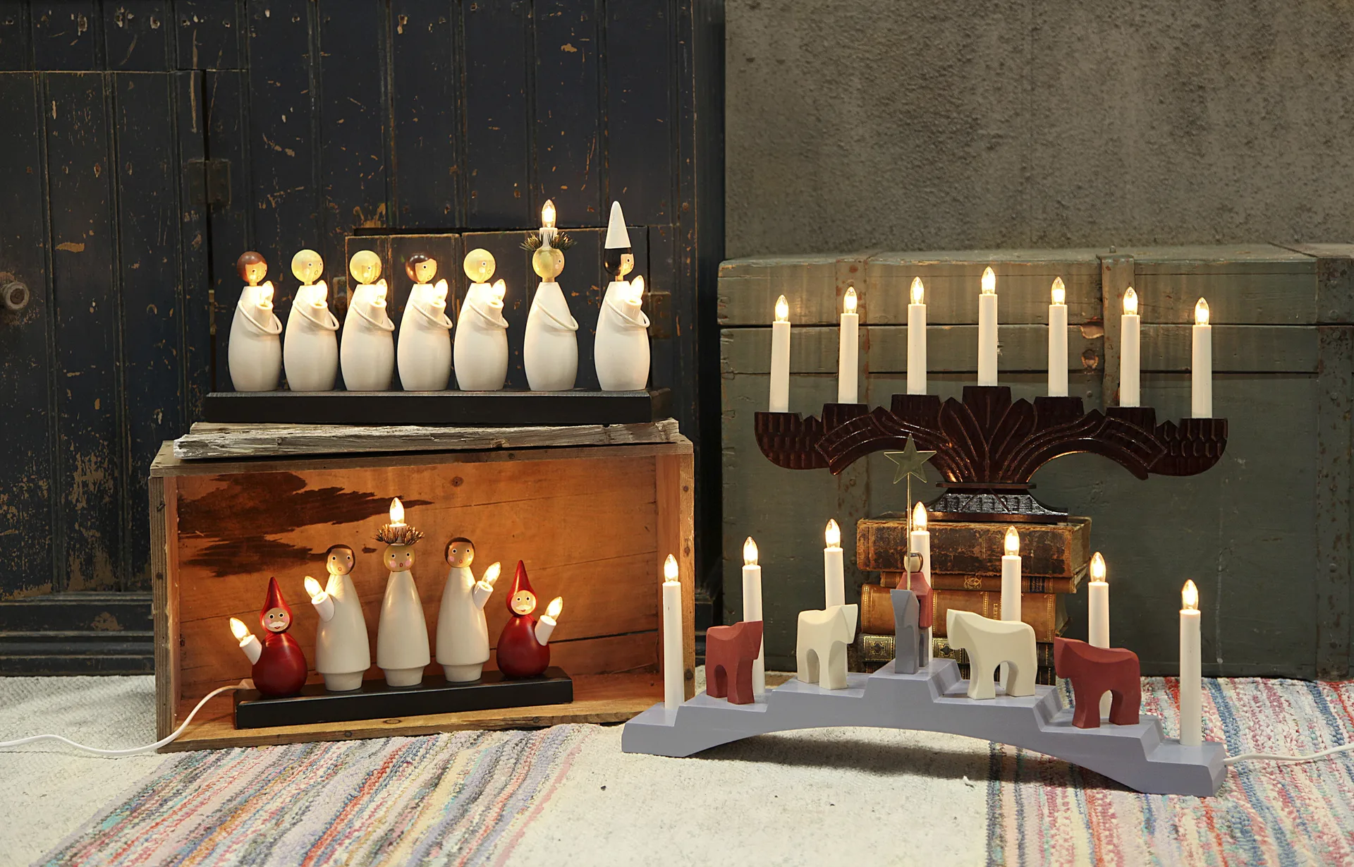 Bougeoir de l'avent Saint Étienne et ses poulains 7 lampes, Bleu Star Trading