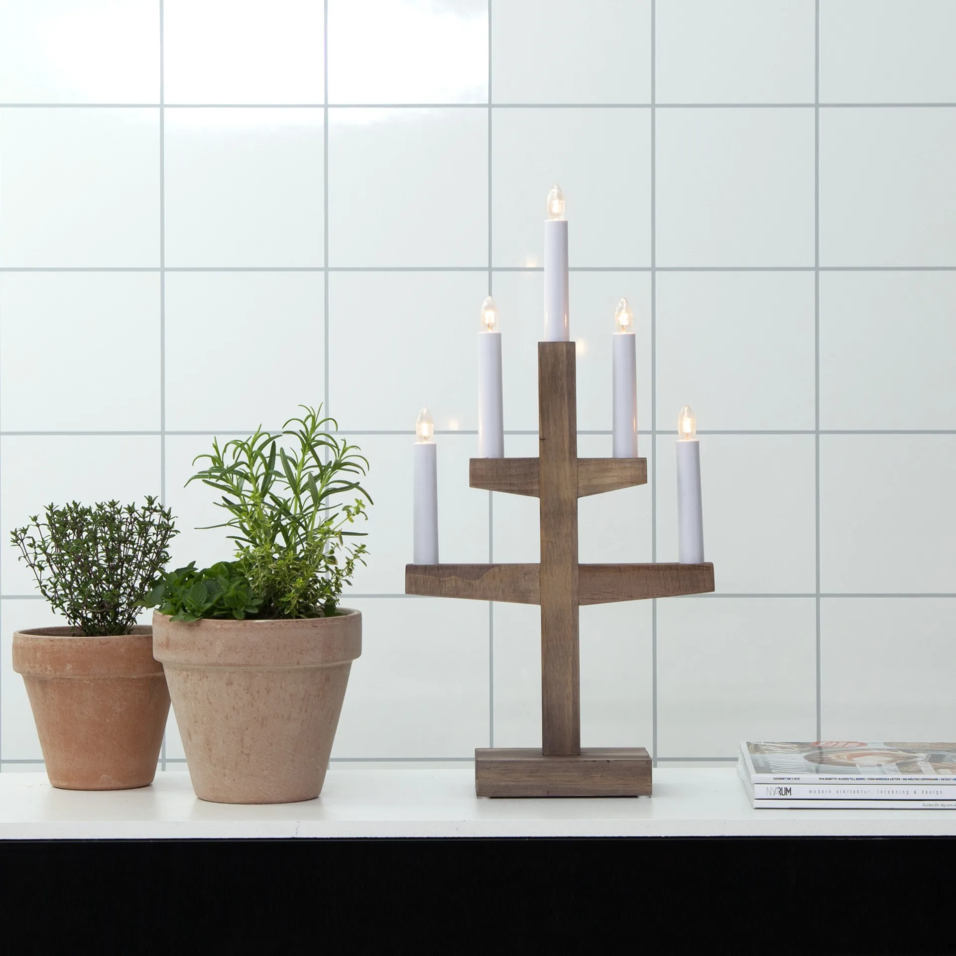 Bougeoir de l'avent Trapp 46 cm, Marron Star Trading